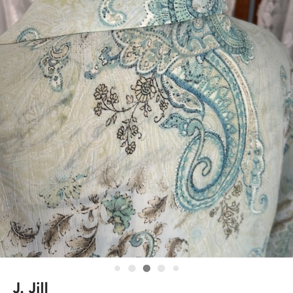 J. Jill Light Green Paisley Button-Up Blouse - Picture 3 of 4